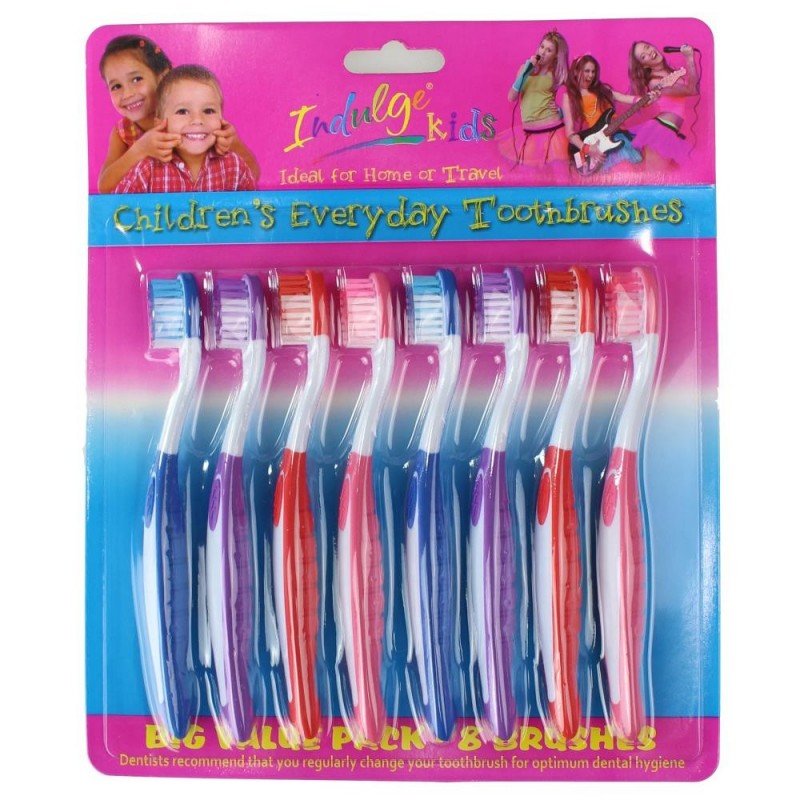 Indulge Kids 8 Pack Childrens Everyday Toothbrushes